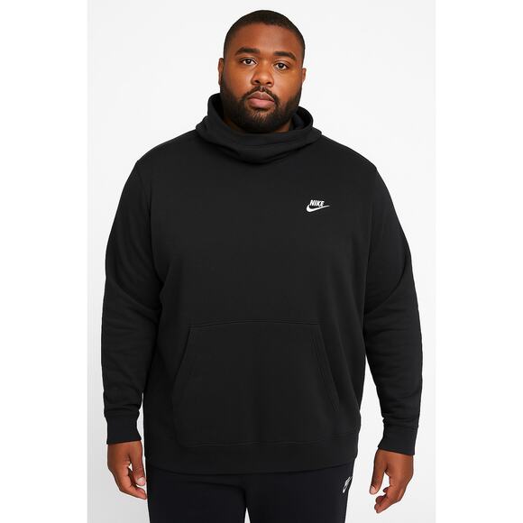 Nike Men’s Club Pullover Hoodie Big & Tall 3X Black Lightweight Fleece - Picture 1 of 8